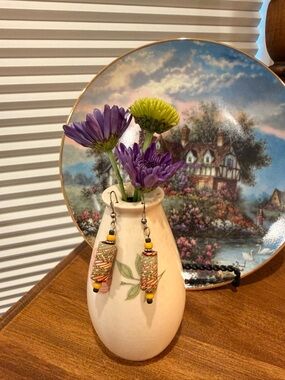 Handmade Multicolor Polymer Clay Dangle Earrings with Multicolor